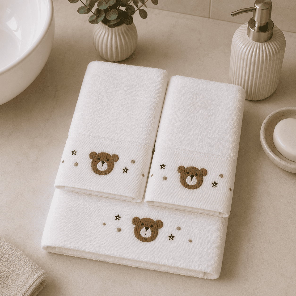 Kit Fralda Boca + Ombro - Urso Marrom