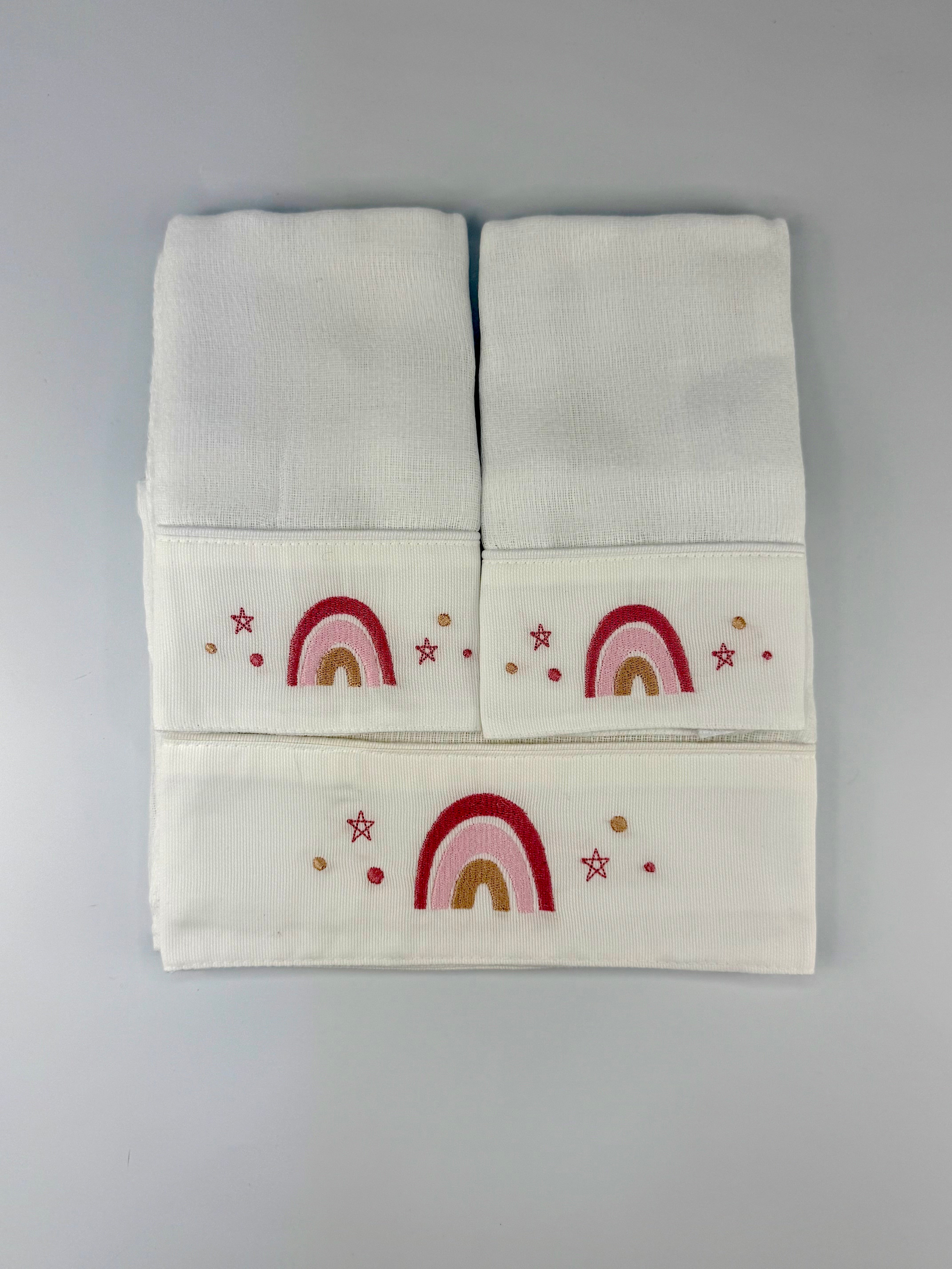 Kit Fralda Boca+Ombro - Arco Íris Rosa