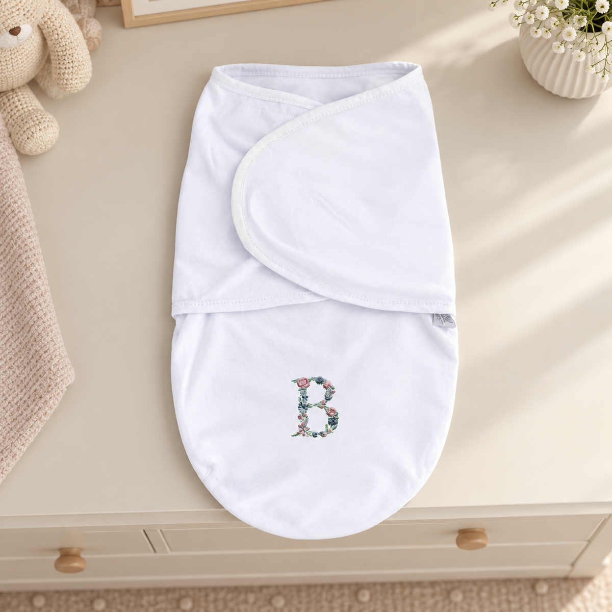 Swaddle Soft Personalizado — Floral Azul e Rosa Bebê