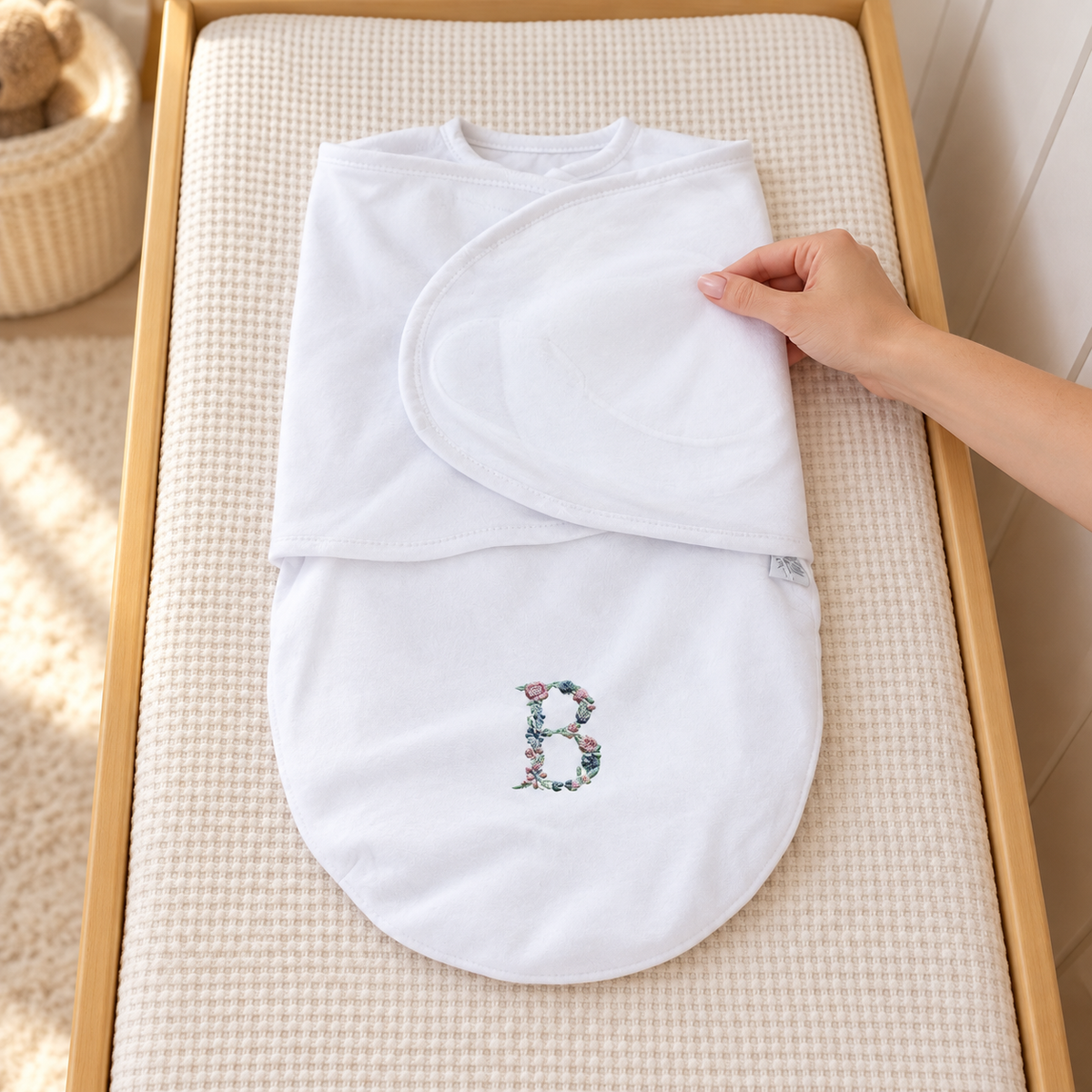 Swaddle Soft Personalizado — Floral Azul e Rosa Bebê