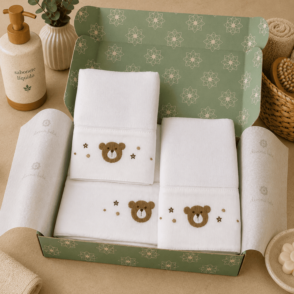 Kit Fralda Boca + Ombro - Urso Marrom