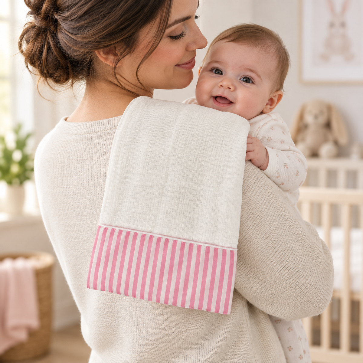 Fralda de ombro Listrado Rosa — Divino Bebê