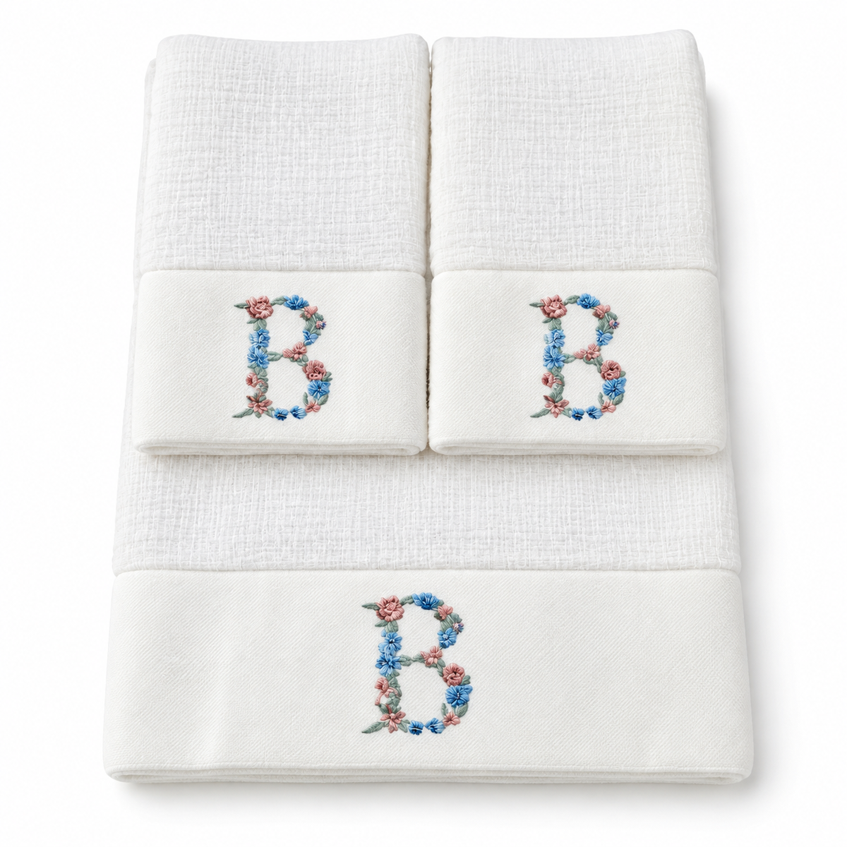 Kit Ombro + Boca Personalizado — Floral Azul e Rosa Bebê