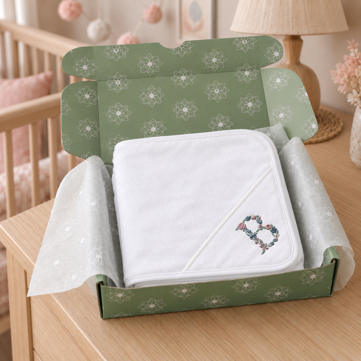 Manta Dupla Personalizada — Floral Azul e Rosa Bebê