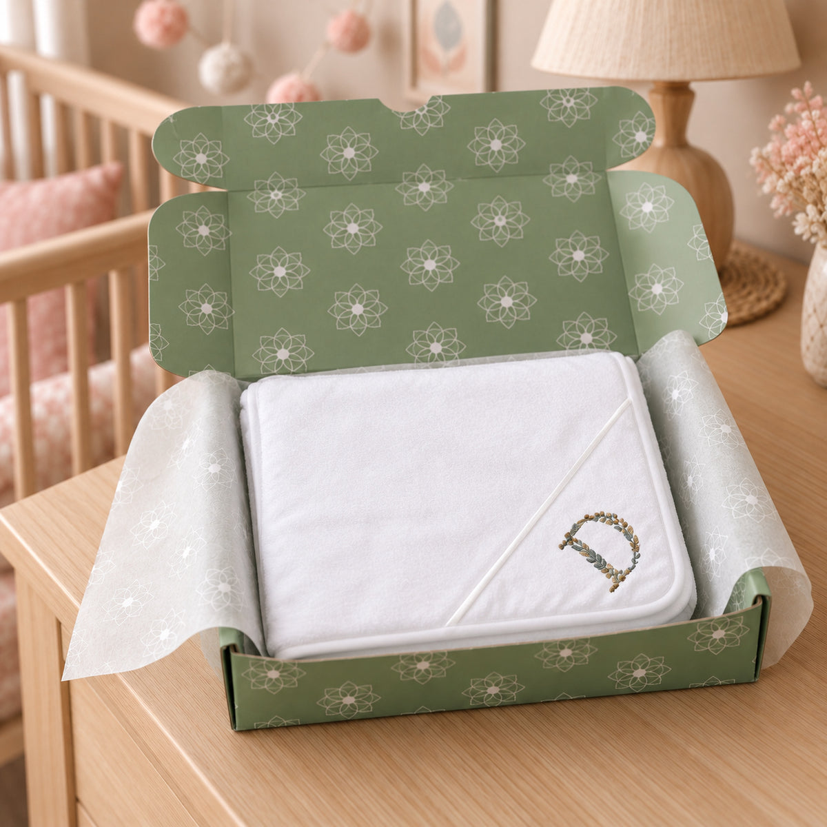 Manta Dupla Personalizada — Folhas Verde e Dourado